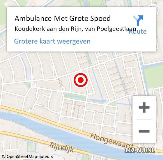 Locatie op kaart van de 112 melding: Ambulance Met Grote Spoed Naar Koudekerk aan den Rijn, van Poelgeestlaan op 19 november 2024 13:42