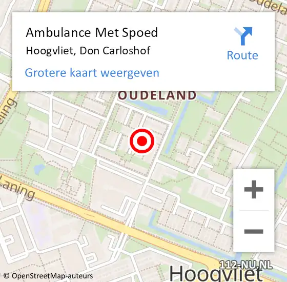 Locatie op kaart van de 112 melding: Ambulance Met Spoed Naar Hoogvliet, Don Carloshof op 19 november 2024 13:42