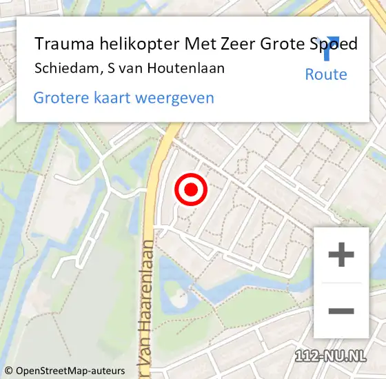 Locatie op kaart van de 112 melding: Trauma helikopter Met Zeer Grote Spoed Naar Schiedam, S van Houtenlaan op 19 november 2024 13:47