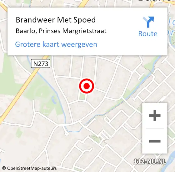 Locatie op kaart van de 112 melding: Brandweer Met Spoed Naar Baarlo, Prinses Margrietstraat op 19 november 2024 13:54