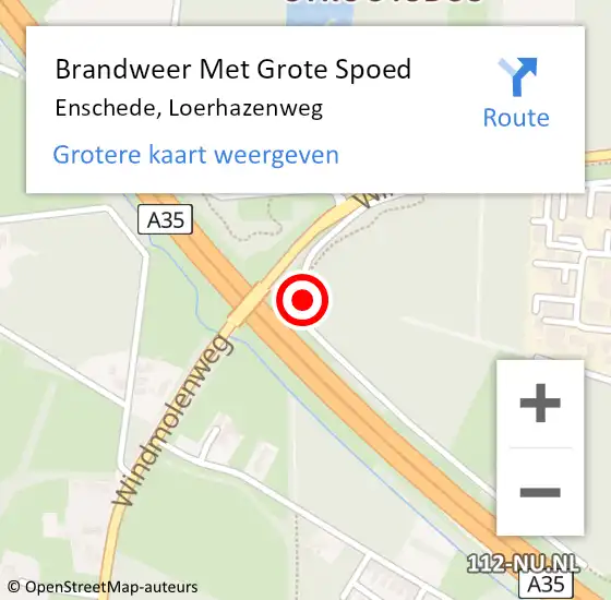 Locatie op kaart van de 112 melding: Brandweer Met Grote Spoed Naar Enschede, Loerhazenweg op 19 november 2024 14:03