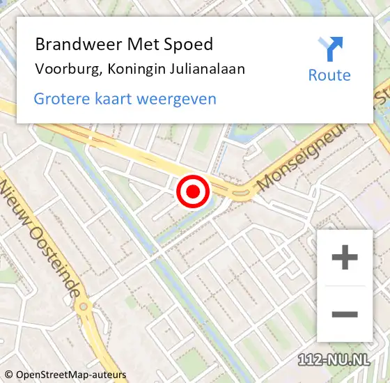 Locatie op kaart van de 112 melding: Brandweer Met Spoed Naar Voorburg, Koningin Julianalaan op 19 november 2024 14:05