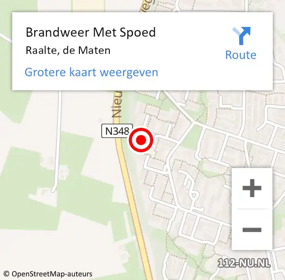 Locatie op kaart van de 112 melding: Brandweer Met Spoed Naar Raalte, de Maten op 19 november 2024 14:45