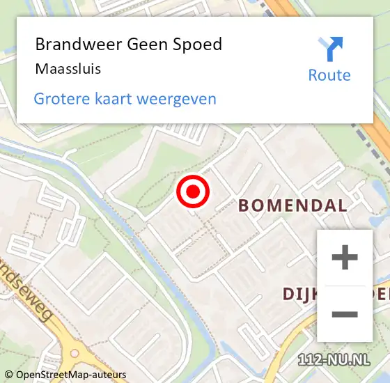 Locatie op kaart van de 112 melding: Brandweer Geen Spoed Naar Maassluis op 19 november 2024 14:50