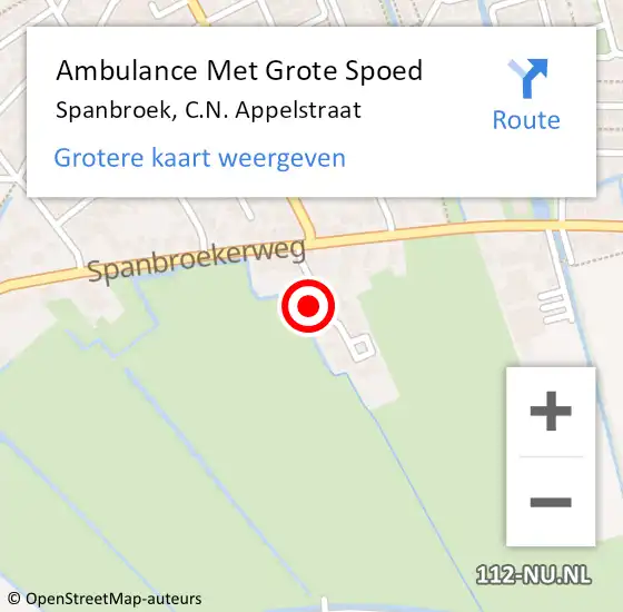 Locatie op kaart van de 112 melding: Ambulance Met Grote Spoed Naar Spanbroek, C.N. Appelstraat op 19 november 2024 14:56