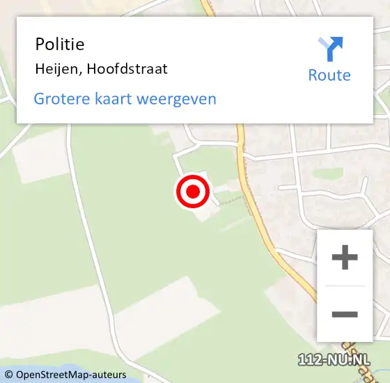 Locatie op kaart van de 112 melding: Politie Heijen, Hoofdstraat op 19 november 2024 14:57