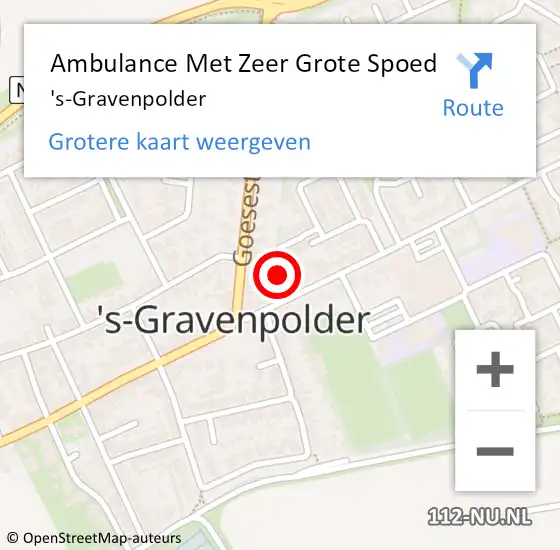 Locatie op kaart van de 112 melding: Ambulance Met Zeer Grote Spoed Naar 's-Gravenpolder op 19 november 2024 15:06