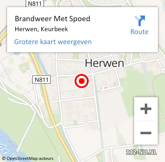 Locatie op kaart van de 112 melding: Brandweer Met Spoed Naar Herwen, Keurbeek op 19 november 2024 15:34