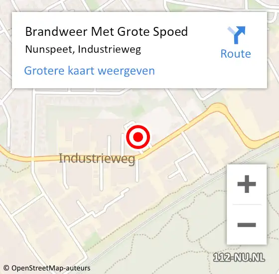 Locatie op kaart van de 112 melding: Brandweer Met Grote Spoed Naar Nunspeet, Industrieweg op 19 november 2024 16:39