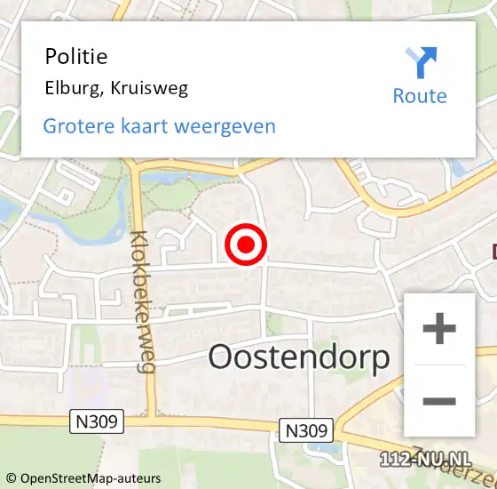 Locatie op kaart van de 112 melding: Politie Elburg, Kruisweg op 19 november 2024 16:49