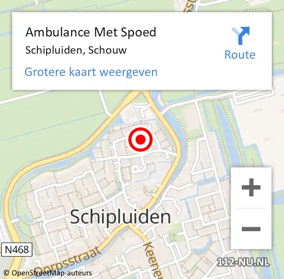 Locatie op kaart van de 112 melding: Ambulance Met Spoed Naar Schipluiden, Schouw op 19 november 2024 16:52