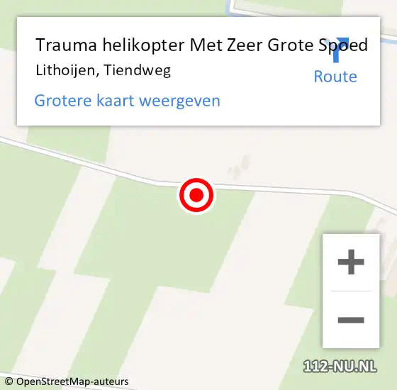 Locatie op kaart van de 112 melding: Trauma helikopter Met Zeer Grote Spoed Naar Lithoijen, Tiendweg op 19 november 2024 17:40