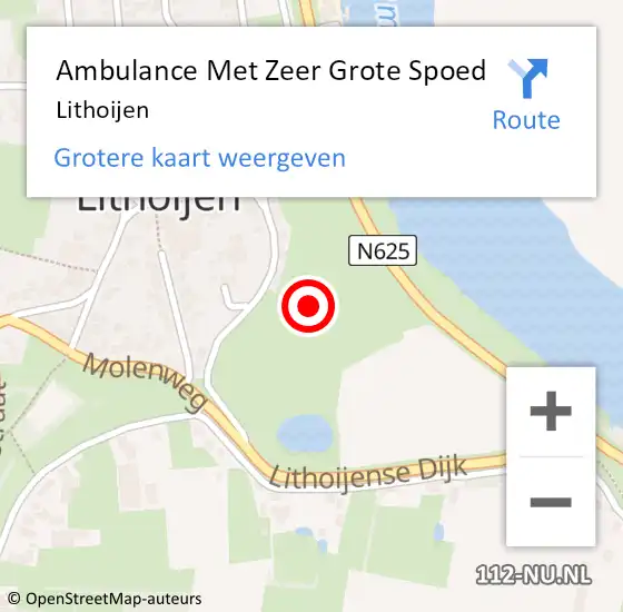 Locatie op kaart van de 112 melding: Ambulance Met Zeer Grote Spoed Naar Lithoijen op 19 november 2024 17:41