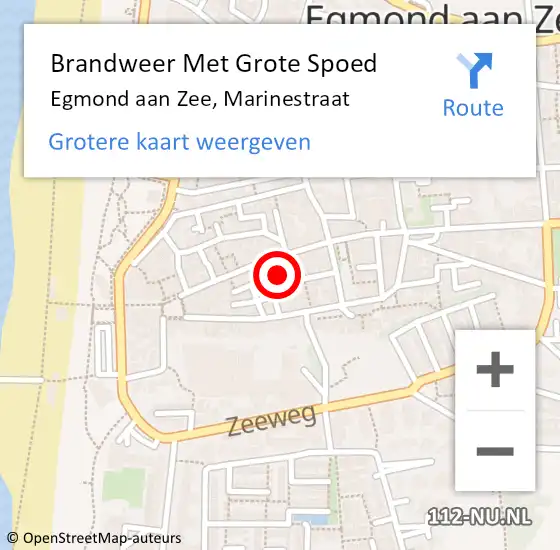 Locatie op kaart van de 112 melding: Brandweer Met Grote Spoed Naar Egmond aan Zee, Marinestraat op 19 november 2024 17:51