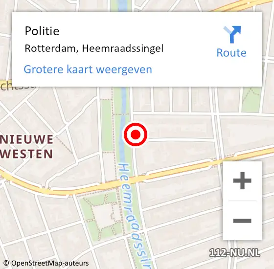 Locatie op kaart van de 112 melding: Politie Rotterdam, Heemraadssingel op 19 november 2024 17:52