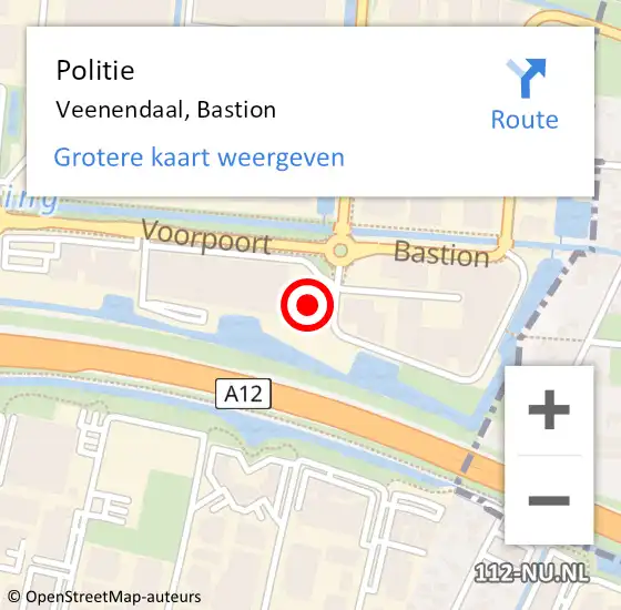 Locatie op kaart van de 112 melding: Politie Veenendaal, Bastion op 19 november 2024 17:53