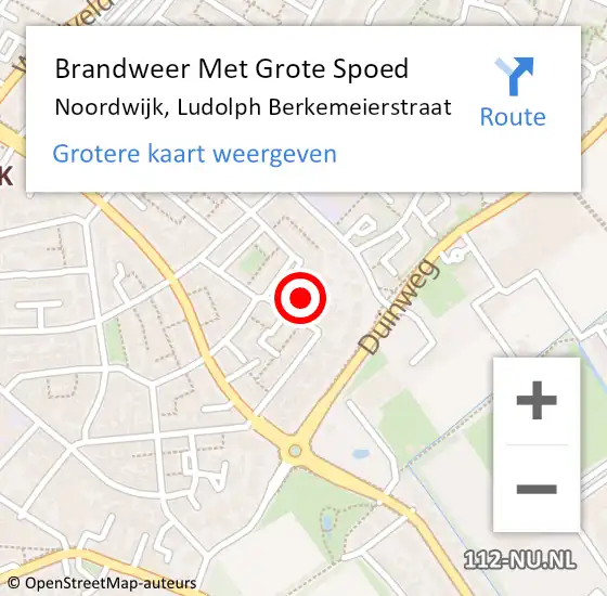 Locatie op kaart van de 112 melding: Brandweer Met Grote Spoed Naar Noordwijk, Ludolph Berkemeierstraat op 19 november 2024 17:53