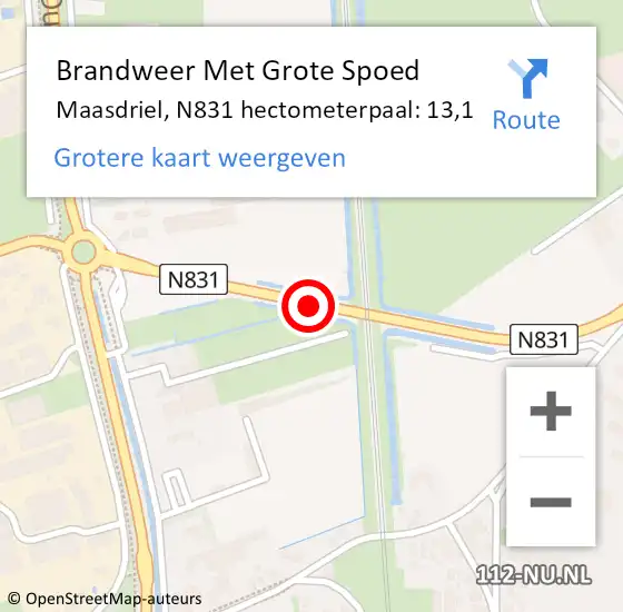 Locatie op kaart van de 112 melding: Brandweer Met Grote Spoed Naar Maasdriel, N831 hectometerpaal: 13,1 op 19 november 2024 18:13