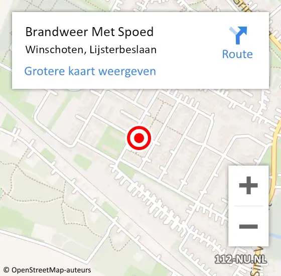 Locatie op kaart van de 112 melding: Brandweer Met Spoed Naar Winschoten, Lijsterbeslaan op 19 november 2024 18:17