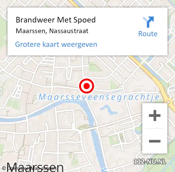 Locatie op kaart van de 112 melding: Brandweer Met Spoed Naar Maarssen, Nassaustraat op 19 november 2024 18:22