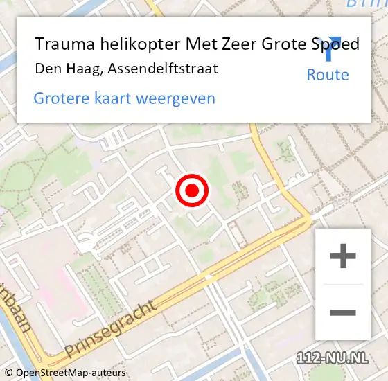 Locatie op kaart van de 112 melding: Trauma helikopter Met Zeer Grote Spoed Naar Den Haag, Assendelftstraat op 19 november 2024 18:41