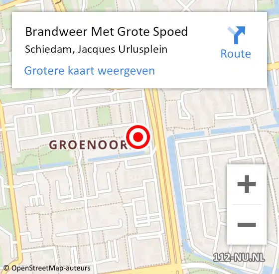 Locatie op kaart van de 112 melding: Brandweer Met Grote Spoed Naar Schiedam, Jacques Urlusplein op 19 november 2024 18:57