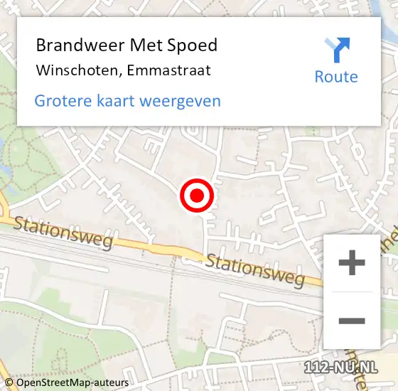 Locatie op kaart van de 112 melding: Brandweer Met Spoed Naar Winschoten, Emmastraat op 19 november 2024 19:03