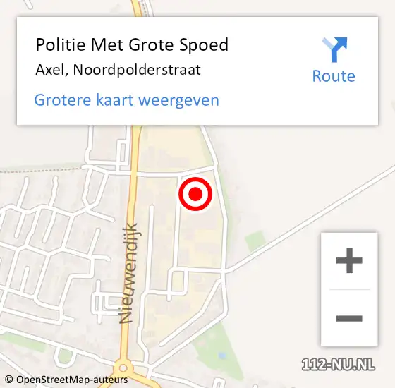 Locatie op kaart van de 112 melding: Politie Met Grote Spoed Naar Axel, Noordpolderstraat op 19 november 2024 19:10