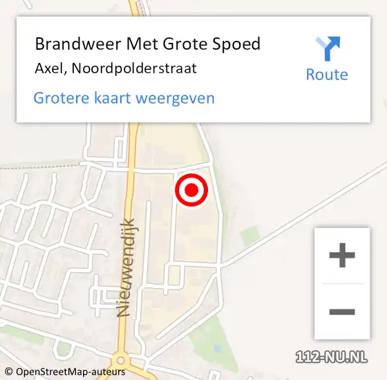 Locatie op kaart van de 112 melding: Brandweer Met Grote Spoed Naar Axel, Noordpolderstraat op 19 november 2024 19:15