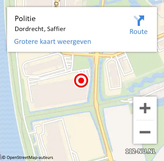 Locatie op kaart van de 112 melding: Politie Dordrecht, Saffier op 19 november 2024 19:17