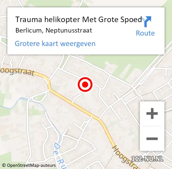 Locatie op kaart van de 112 melding: Trauma helikopter Met Grote Spoed Naar Berlicum, Neptunusstraat op 19 november 2024 19:27