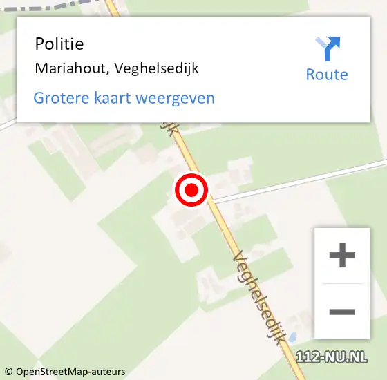 Locatie op kaart van de 112 melding: Politie Mariahout, Veghelsedijk op 19 november 2024 19:38