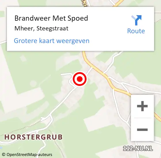 Locatie op kaart van de 112 melding: Brandweer Met Spoed Naar Mheer, Steegstraat op 19 november 2024 19:47