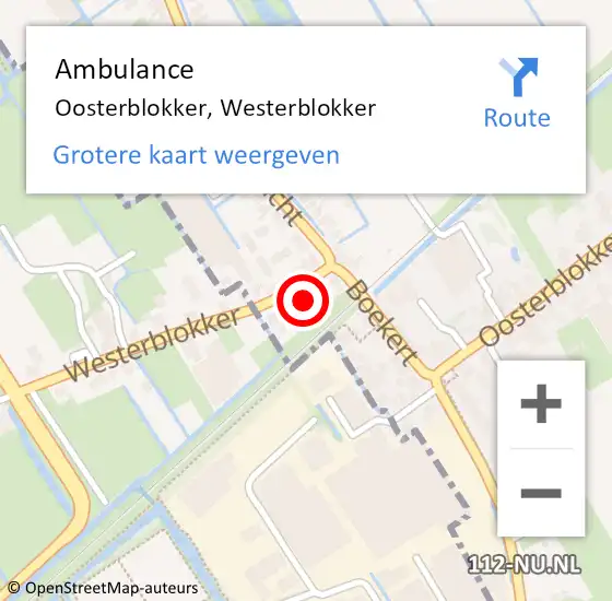 Locatie op kaart van de 112 melding: Ambulance Oosterblokker, Westerblokker op 19 november 2024 19:48