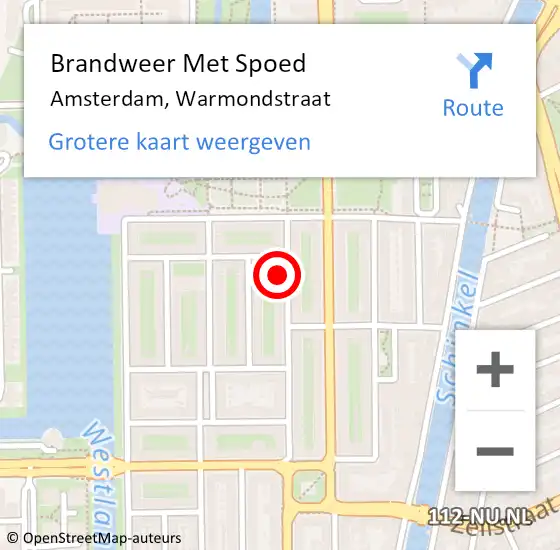 Locatie op kaart van de 112 melding: Brandweer Met Spoed Naar Amsterdam, Warmondstraat op 19 november 2024 19:48