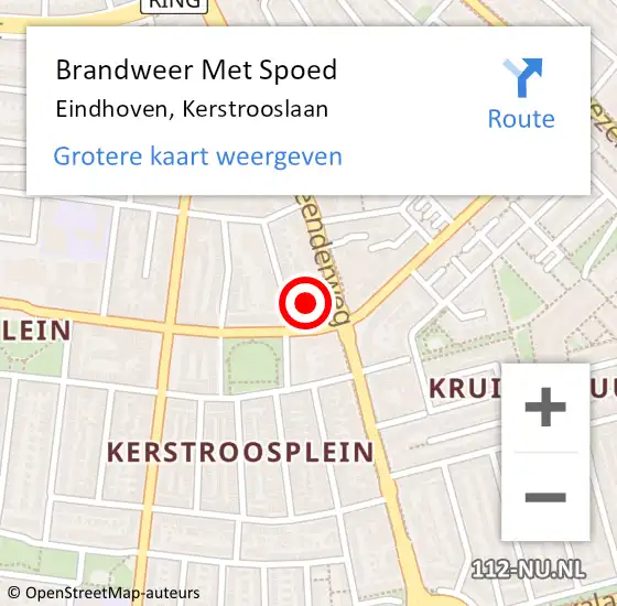 Locatie op kaart van de 112 melding: Brandweer Met Spoed Naar Eindhoven, Kerstrooslaan op 19 november 2024 20:00