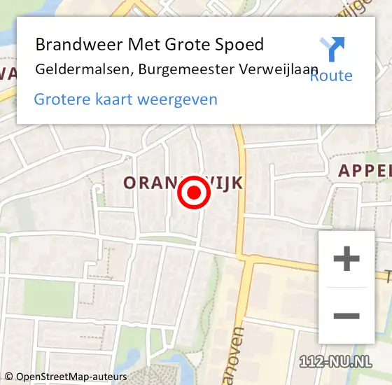 Locatie op kaart van de 112 melding: Brandweer Met Grote Spoed Naar Geldermalsen, Burgemeester Verweijlaan op 19 november 2024 20:13