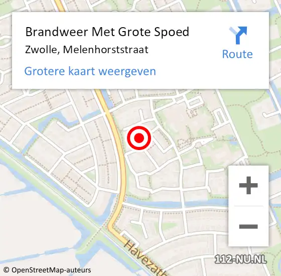 Locatie op kaart van de 112 melding: Brandweer Met Grote Spoed Naar Zwolle, Melenhorststraat op 19 november 2024 20:32