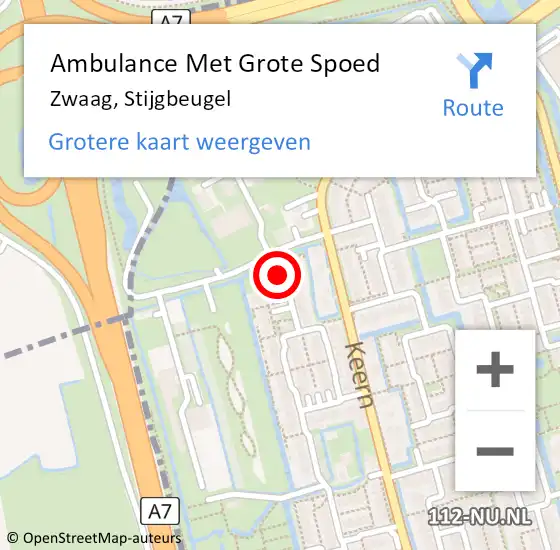 Locatie op kaart van de 112 melding: Ambulance Met Grote Spoed Naar Zwaag, Stijgbeugel op 19 november 2024 20:38