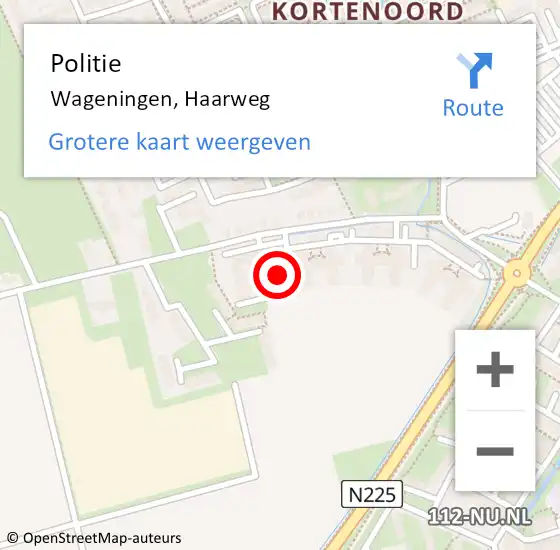 Locatie op kaart van de 112 melding: Politie Wageningen, Haarweg op 19 november 2024 21:04