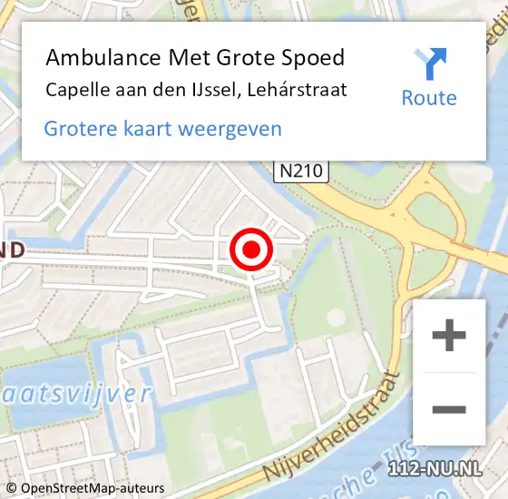 Locatie op kaart van de 112 melding: Ambulance Met Grote Spoed Naar Capelle aan den IJssel, Lehárstraat op 19 november 2024 21:07