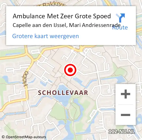 Locatie op kaart van de 112 melding: Ambulance Met Zeer Grote Spoed Naar Capelle aan den IJssel, Mari Andriessenrade op 19 november 2024 22:20