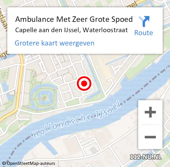 Locatie op kaart van de 112 melding: Ambulance Met Zeer Grote Spoed Naar Capelle aan den IJssel, Waterloostraat op 19 november 2024 22:56