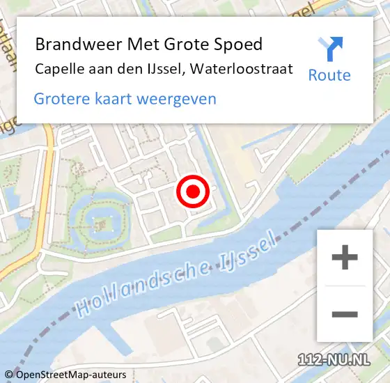 Locatie op kaart van de 112 melding: Brandweer Met Grote Spoed Naar Capelle aan den IJssel, Waterloostraat op 19 november 2024 22:57