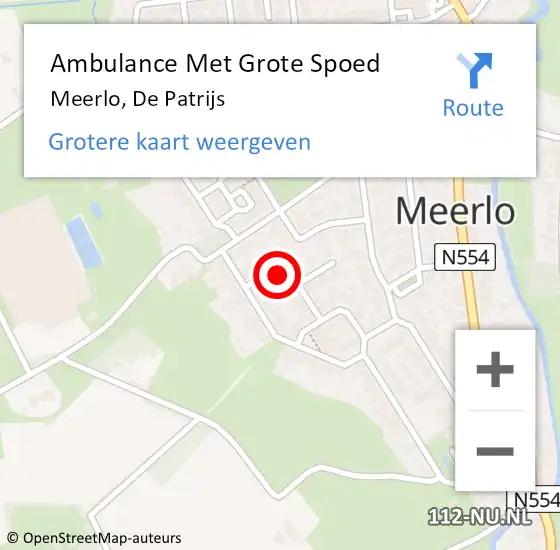 Locatie op kaart van de 112 melding: Ambulance Met Grote Spoed Naar Meerlo, De Patrijs op 27 oktober 2014 15:07