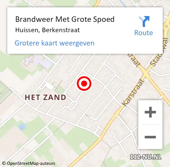 Locatie op kaart van de 112 melding: Brandweer Met Grote Spoed Naar Huissen, Berkenstraat op 19 november 2024 23:24