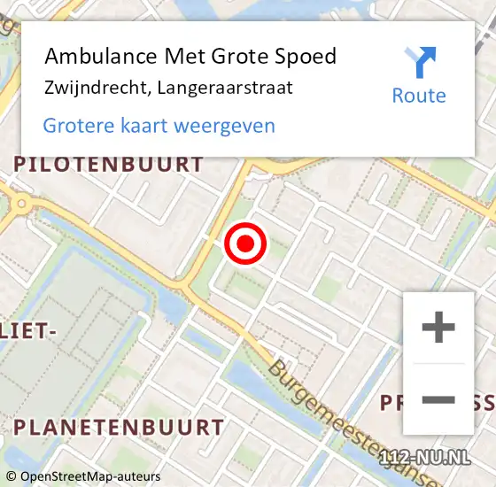 Locatie op kaart van de 112 melding: Ambulance Met Grote Spoed Naar Zwijndrecht, Langeraarstraat op 19 november 2024 23:52