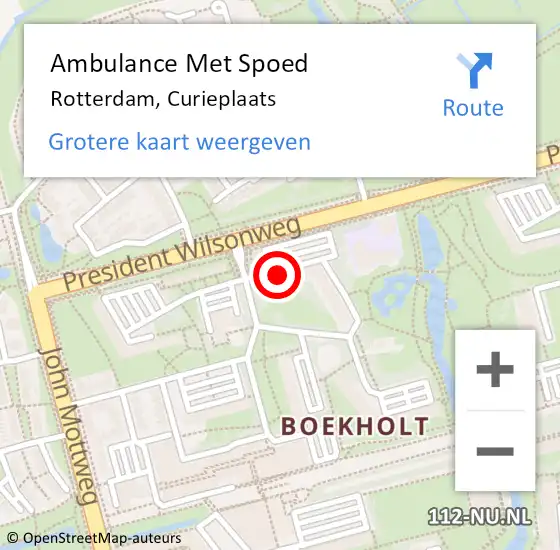 Locatie op kaart van de 112 melding: Ambulance Met Spoed Naar Rotterdam, Curieplaats op 19 november 2024 23:53