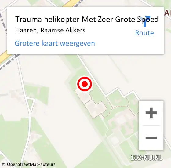 Locatie op kaart van de 112 melding: Trauma helikopter Met Zeer Grote Spoed Naar Haaren, Raamse Akkers op 20 november 2024 00:01