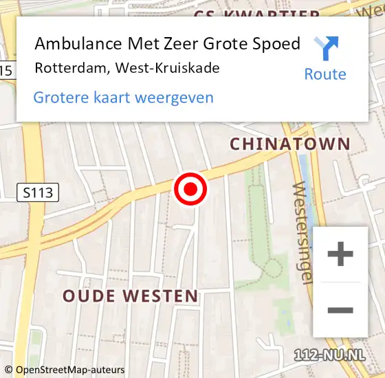 Locatie op kaart van de 112 melding: Ambulance Met Zeer Grote Spoed Naar Rotterdam, West-Kruiskade op 20 november 2024 00:15